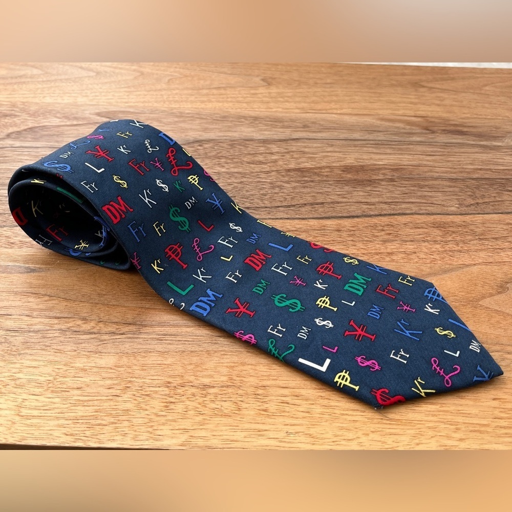 ALYNN NECKWEAR 100% Silk Neck Tie Blue Multicolour Foreign Exchange Made USA